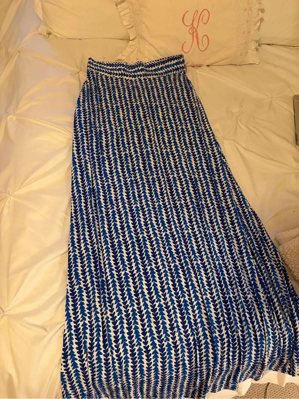 Boden Blue and White Printed Maxi Skirt